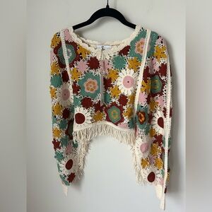 House of Harlow 1960 Multicolor Crochet Poncho